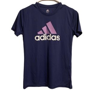 Adidas Girl's Purple Athletic Short Sleeve Tee with Pink Front Logo Size L/14